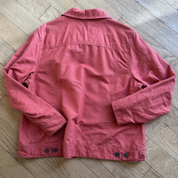 LLBean Jacket Shacket Button Front Linen Cotton Salmon Coral Pink Size M Pockets - Picture 11 of 13